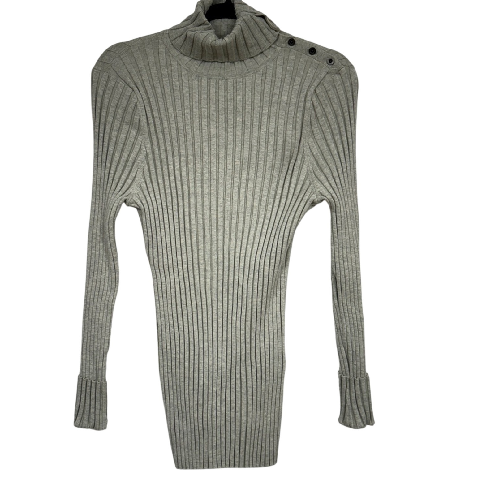 Sundance Grey Ribbed Turtleneck Sweater Womens Xl Stretch Preppy Fitted Classic